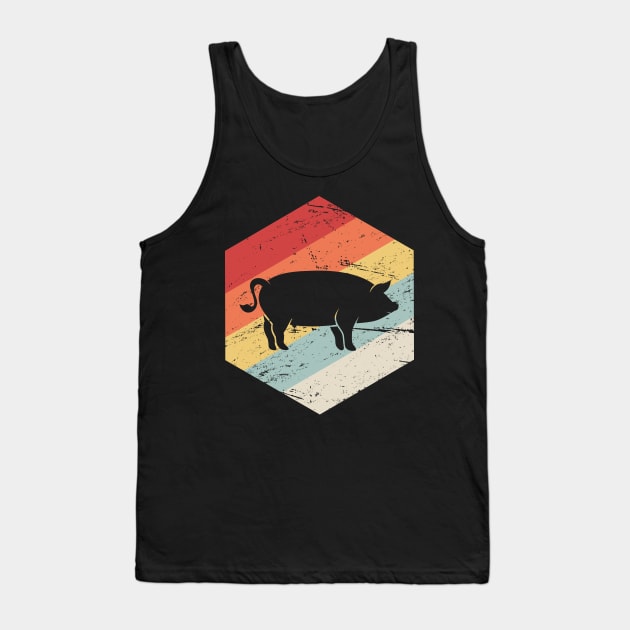 Retro Vintage Pig Farmer Icon Tank Top by MeatMan